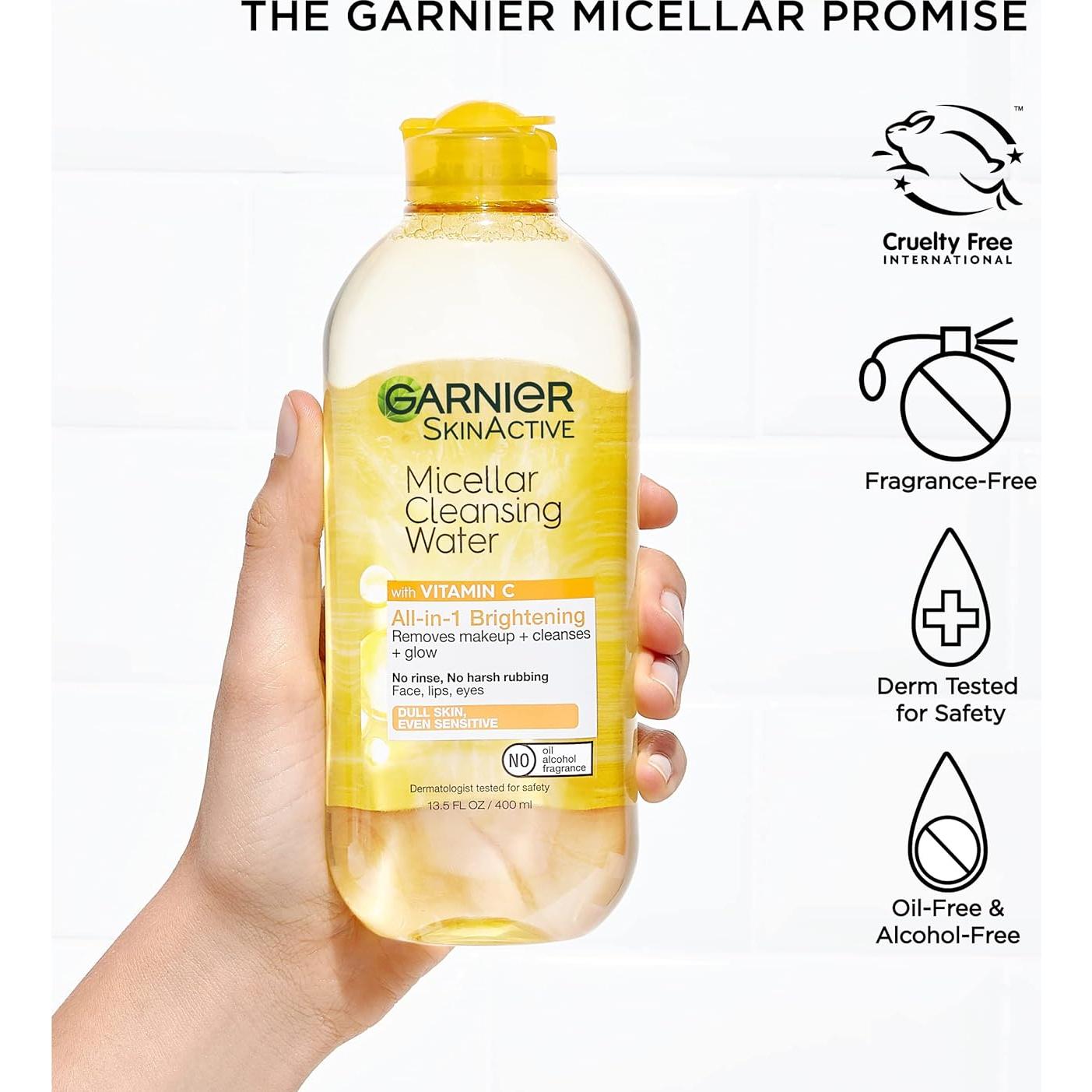 Agua Micelar Garnier con Vitamina C 400ml - Limpiador Facial Vegano