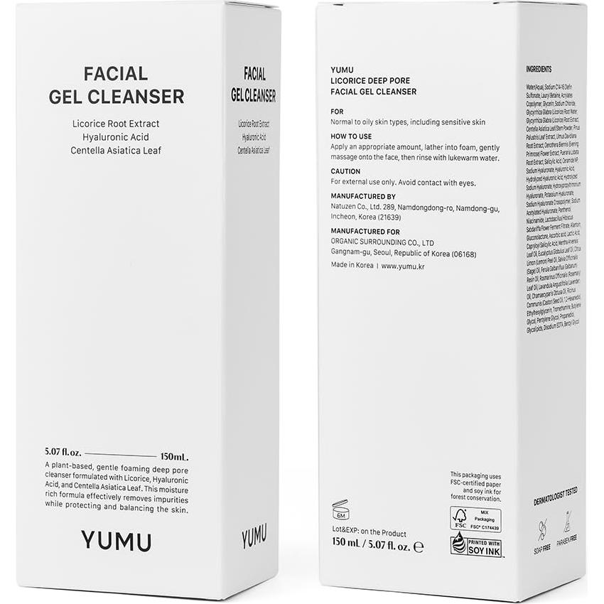 Limpiador Facial YUMU Gel Hidratante 150ml - Regaliz y Centella