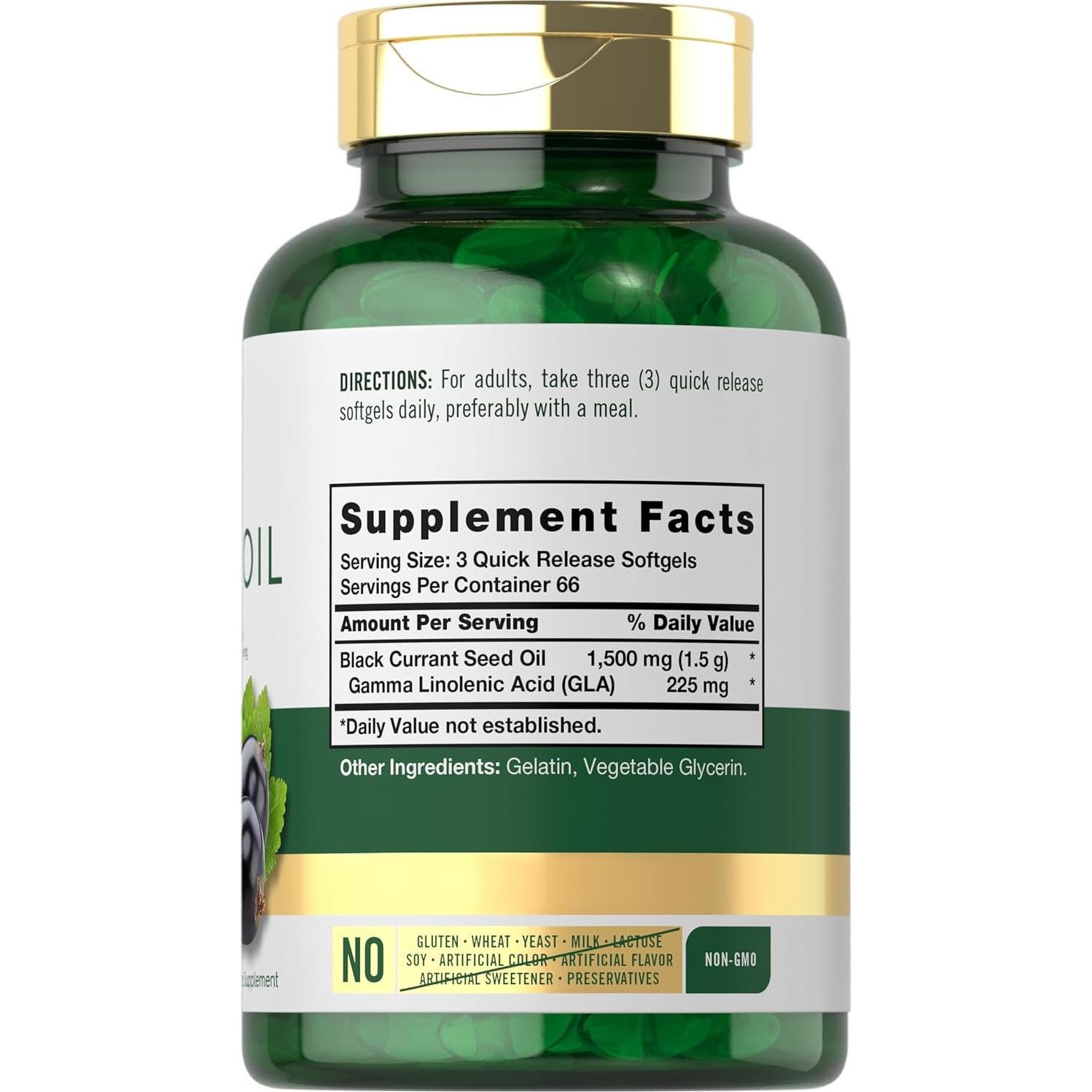 Aceite de Grosella Negra Carlyle 1500mg 200 Softgels Sin OGM