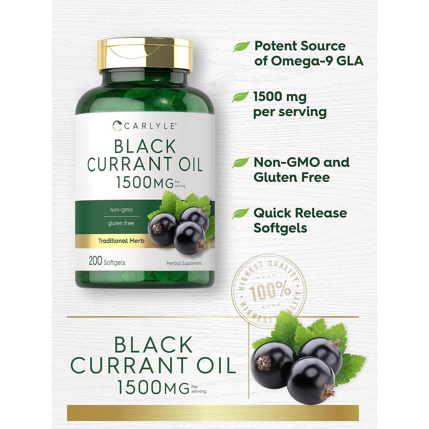 Aceite de Grosella Negra Carlyle 1500mg 200 Softgels Sin OGM