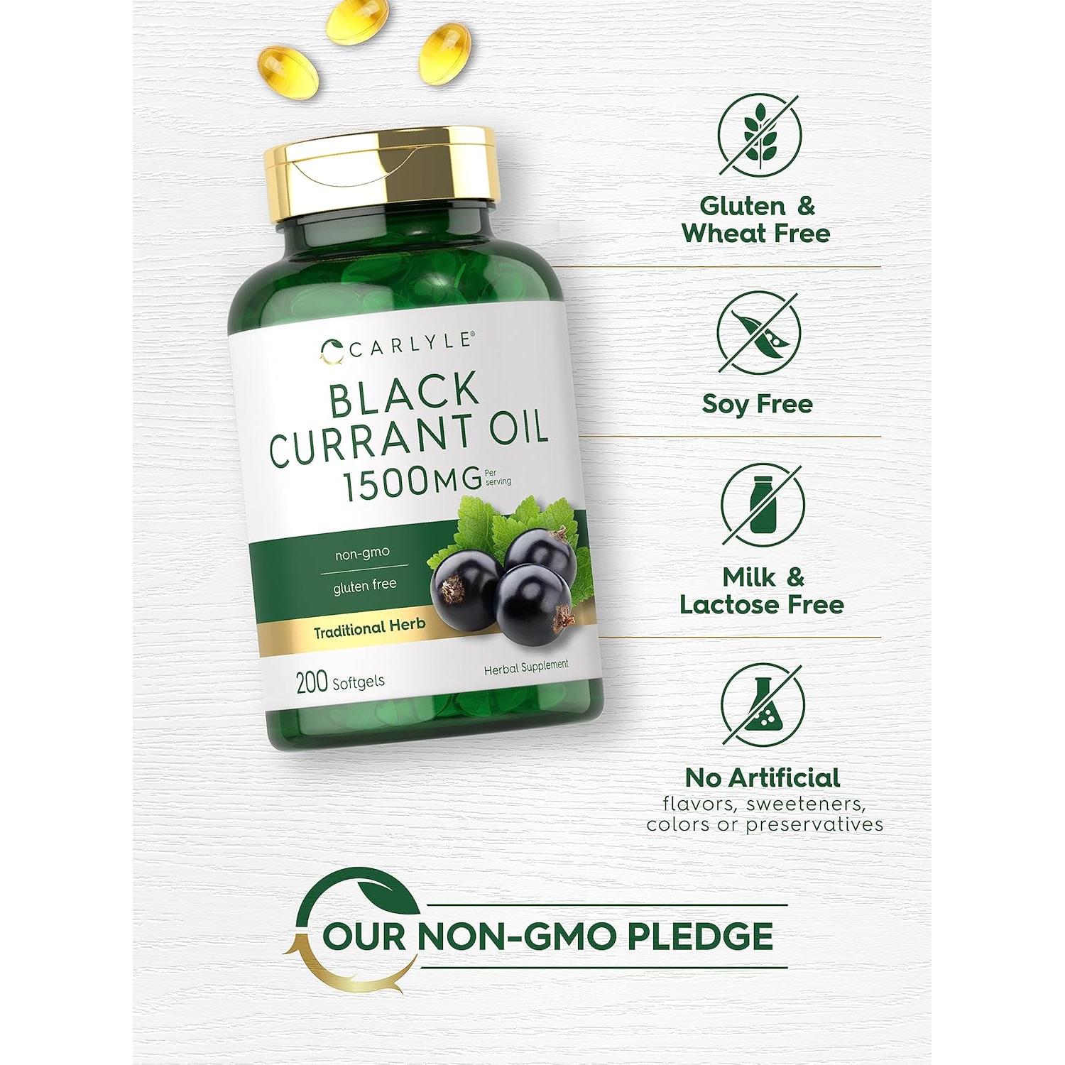 Aceite de Grosella Negra Carlyle 1500mg 200 Softgels Sin OGM