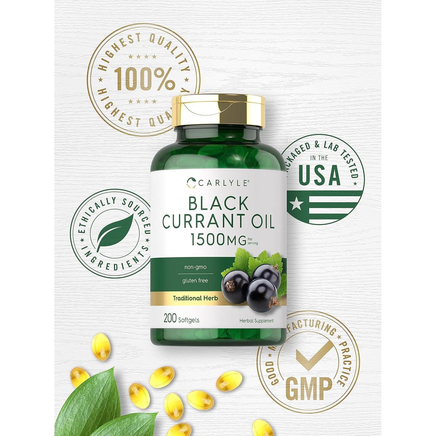 Aceite de Grosella Negra Carlyle 1500mg 200 Softgels Sin OGM