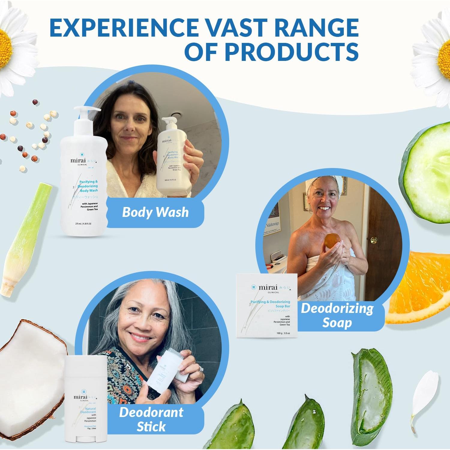 Jabón Desodorante Mirai Clinical 100g - Persimón Japonés y Té Verde