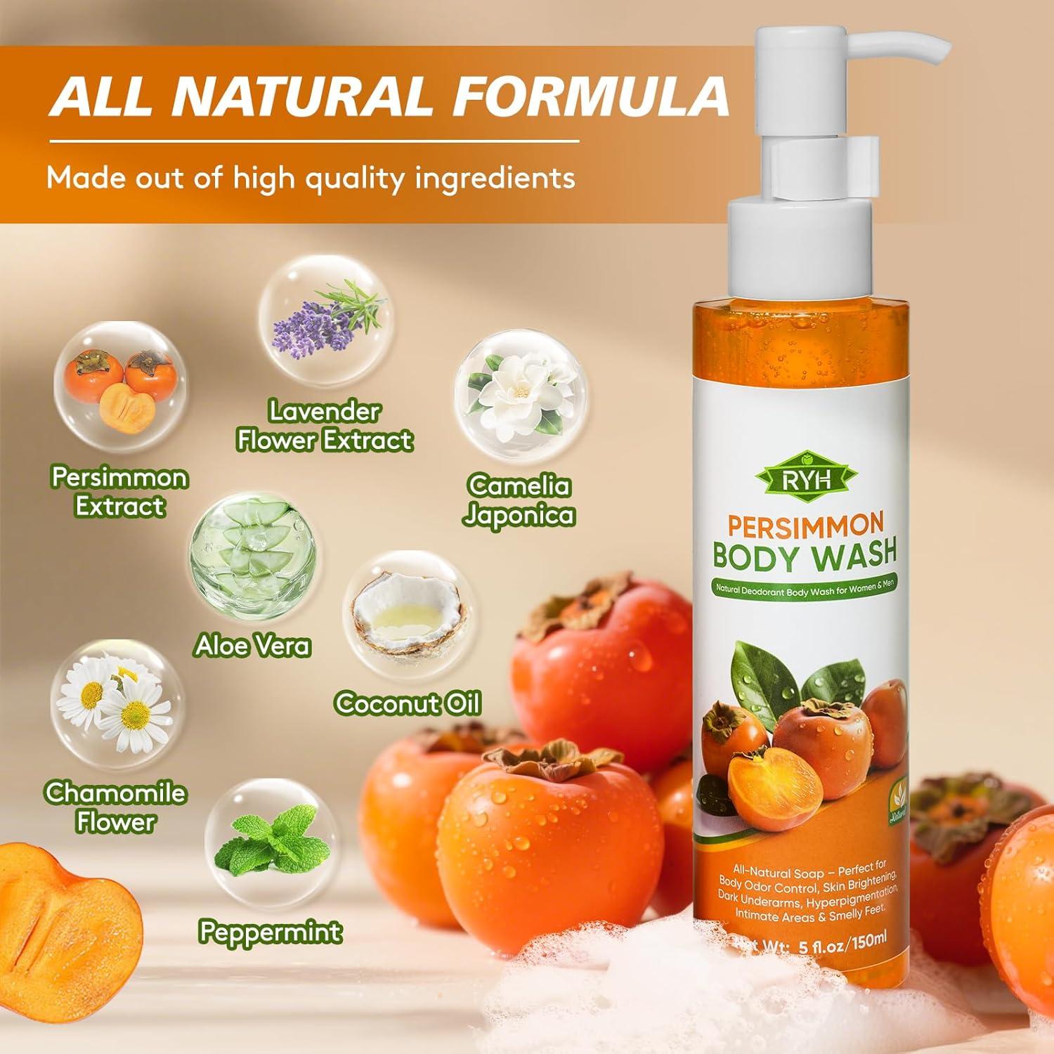 Set 2 Jabones y Gel de Ducha RYH Persimón 408g Control Olores