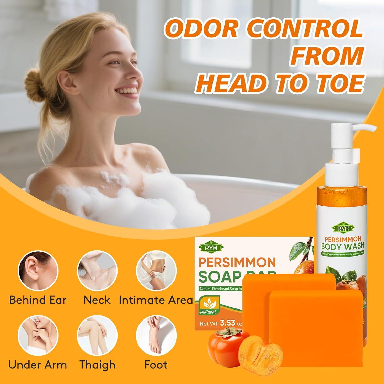 Set 2 Jabones y Gel de Ducha RYH Persimón 408g Control Olores