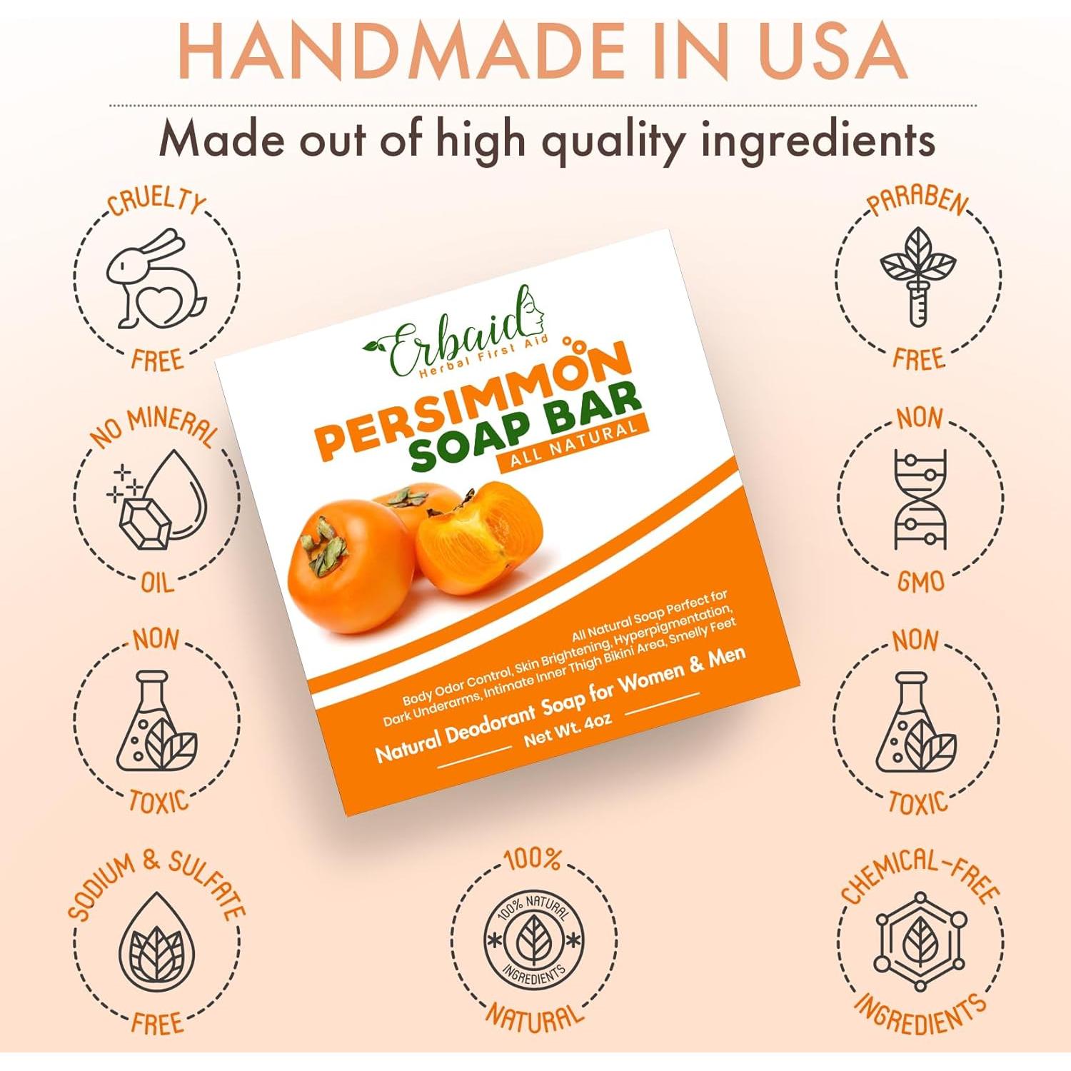 Jabón Desodorante Natural Herblov 113g - Persimón y Té Verde