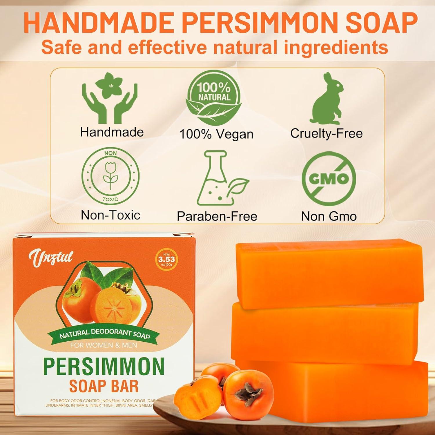 Set de 3 Jabones de Persimón URZTUL 100g - Desodorante Natural