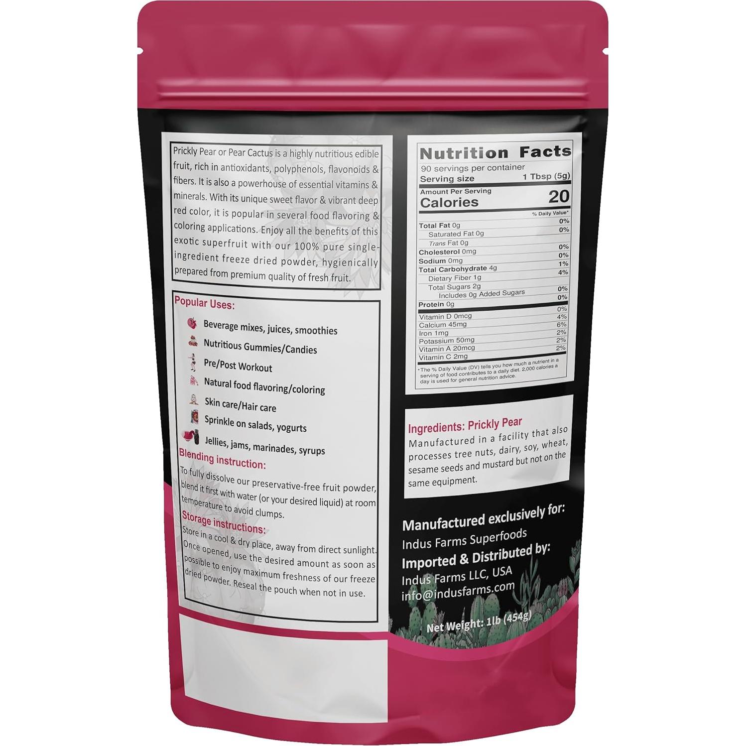 Polvo de Pera Espinosa Liofilizado Indus Farms 450g - Suplemento Nutricional