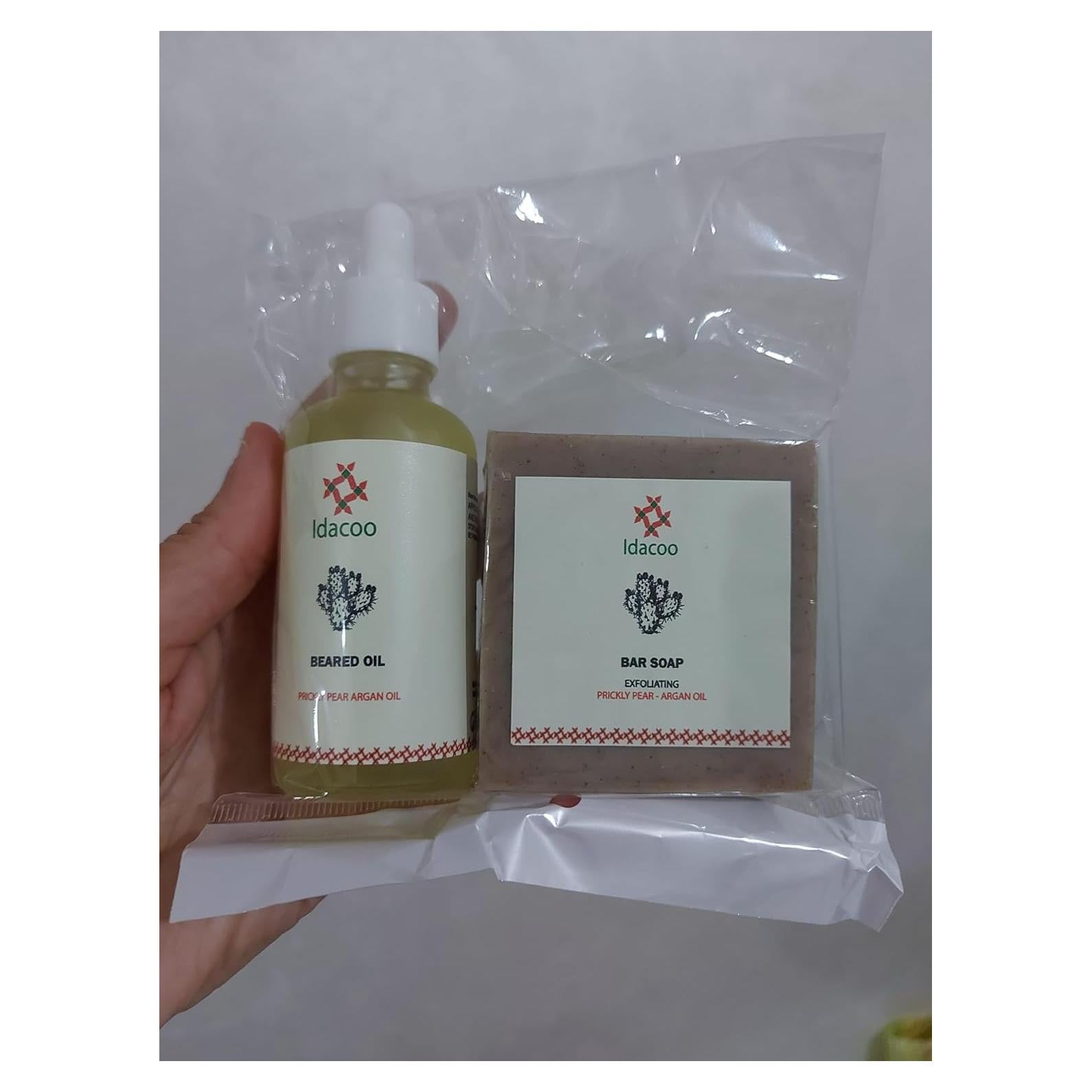 Juego de Cuidado de Barba Idacoo - Jabón y Aceite Natural