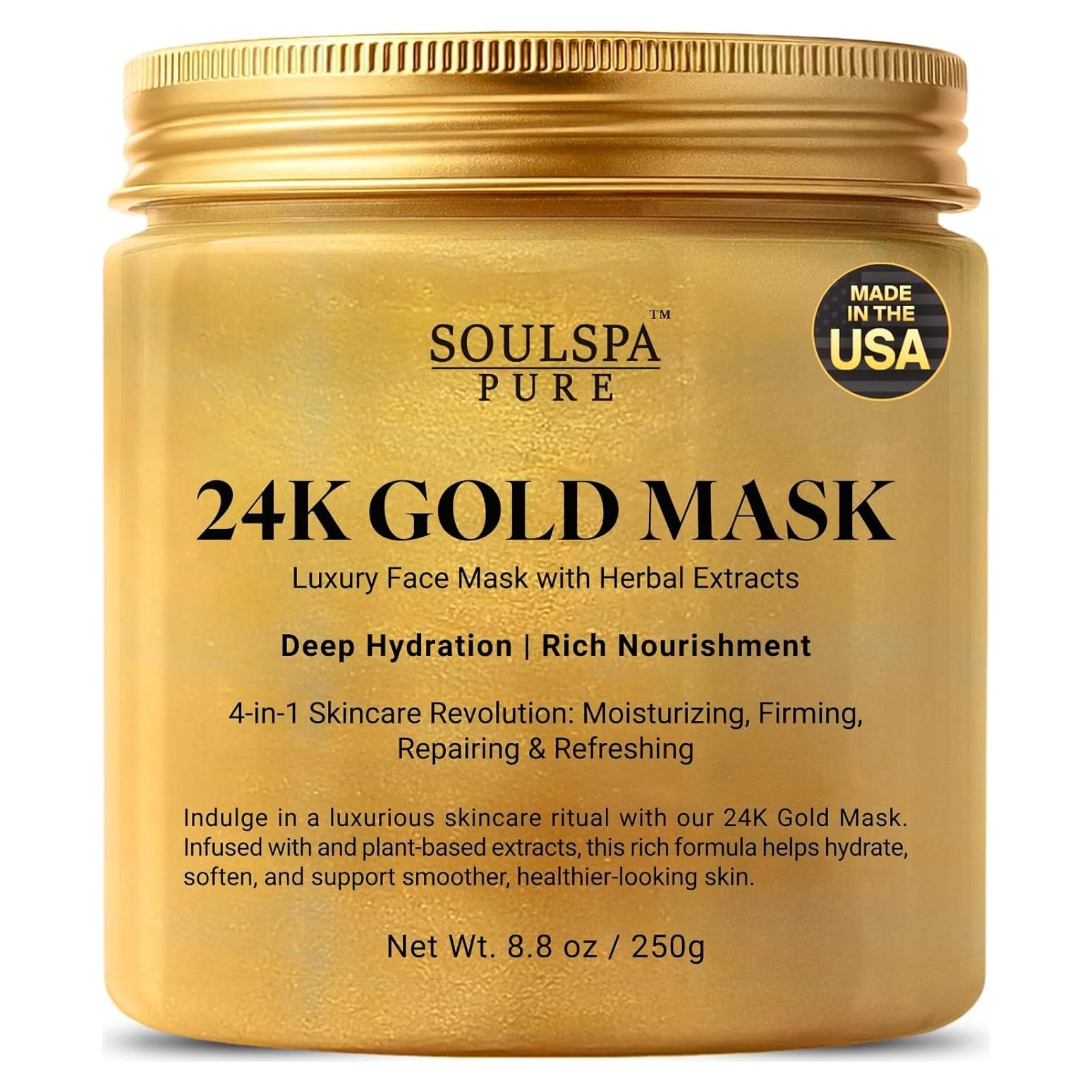 Mascarilla Facial de Oro 24K Soulspa Pure - Hidratante y Reafirmante 248g