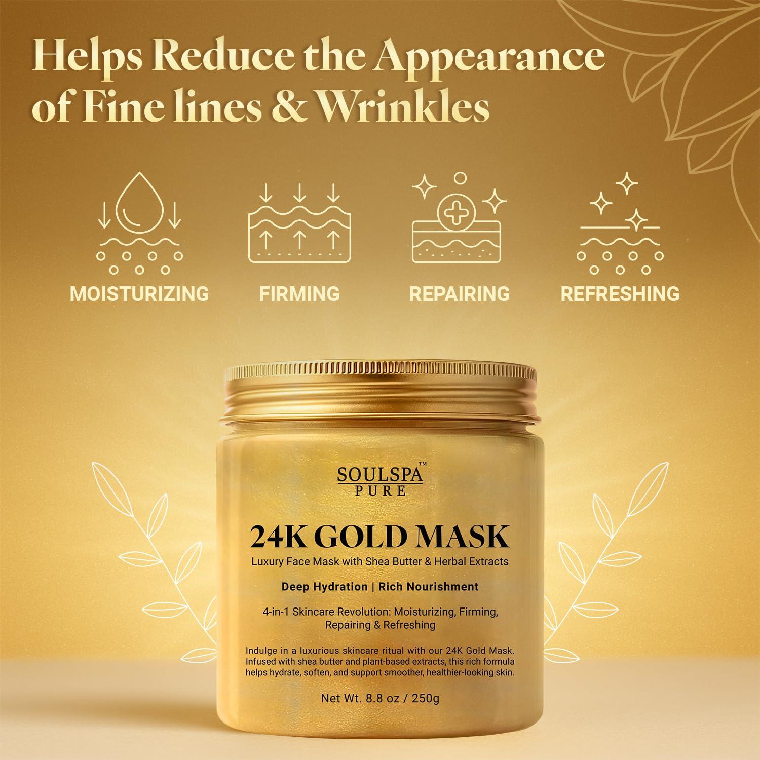 Mascarilla Facial de Oro 24K Soulspa Pure - Hidratante y Reafirmante 248g