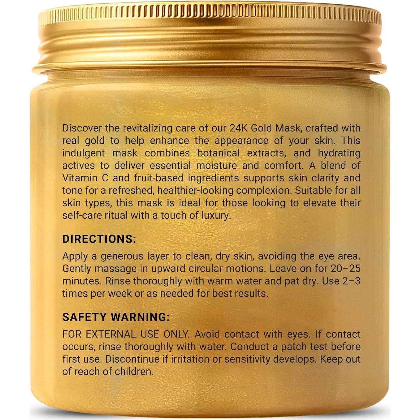 Mascarilla Facial de Oro 24K Soulspa Pure - Hidratante y Reafirmante 248g