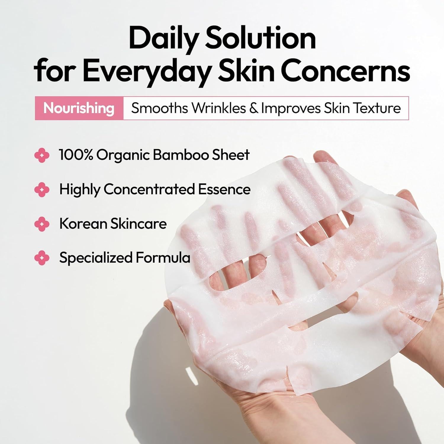 FreeGo Nourishing Daily Solution Niacinamide AHA/BHA Facial Mask Sheet (6-Pack) | K-Beauty Skincare to Bouncy Firm Skin