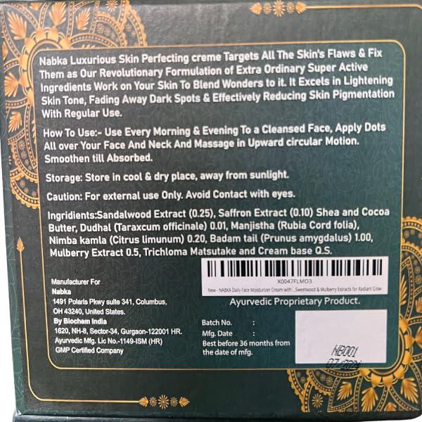 Hidratante Facial Diario NABKA con Azafrán y Sándalo 156g