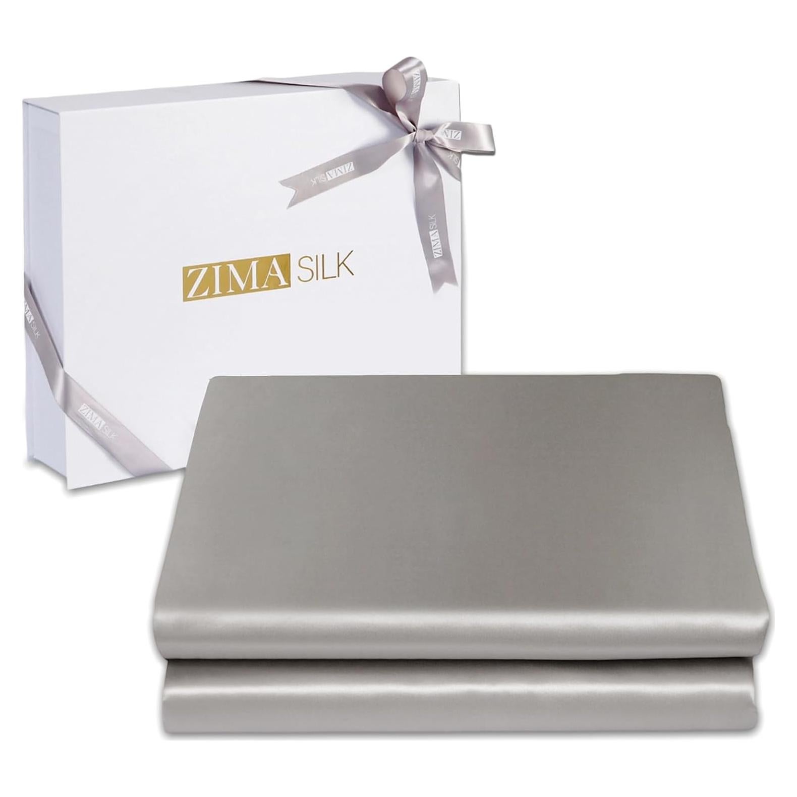 Sábana Ajustable ZIMASILK 100% Seda de Morera Reina Gris 19 Momme