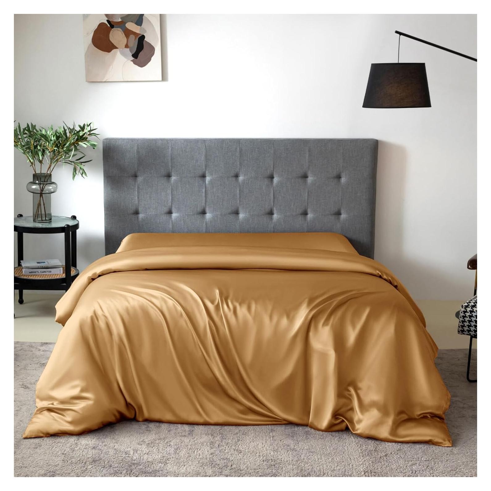 Funda de Edredón THXSILK 100% Seda Morera Individual Dorado