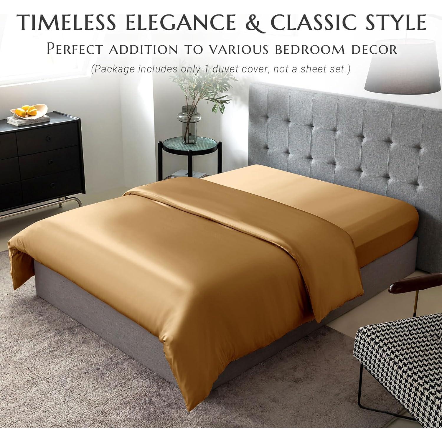 Funda de Edredón THXSILK 100% Seda Morera Individual Dorado