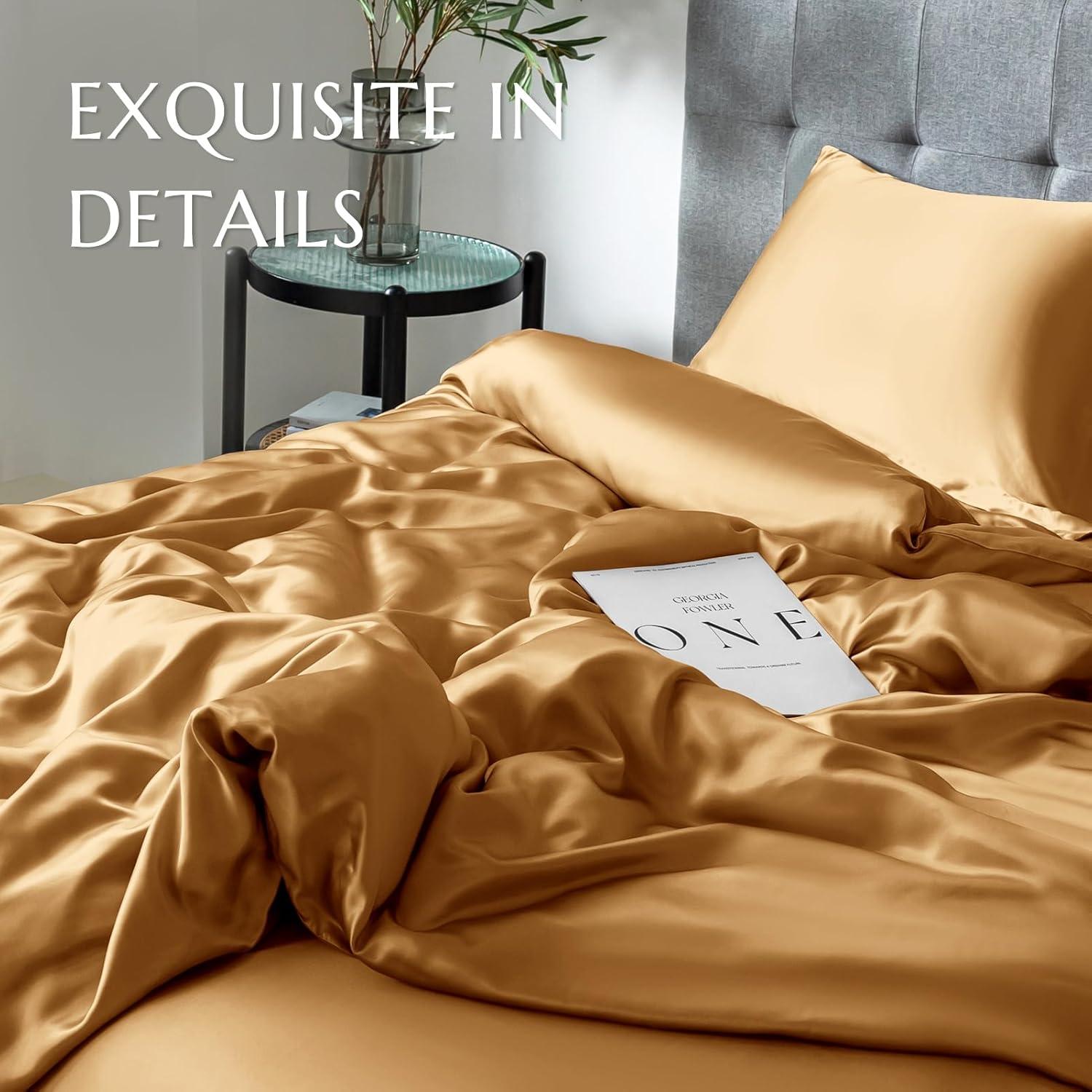 Funda de Edredón THXSILK 100% Seda Morera Individual Dorado