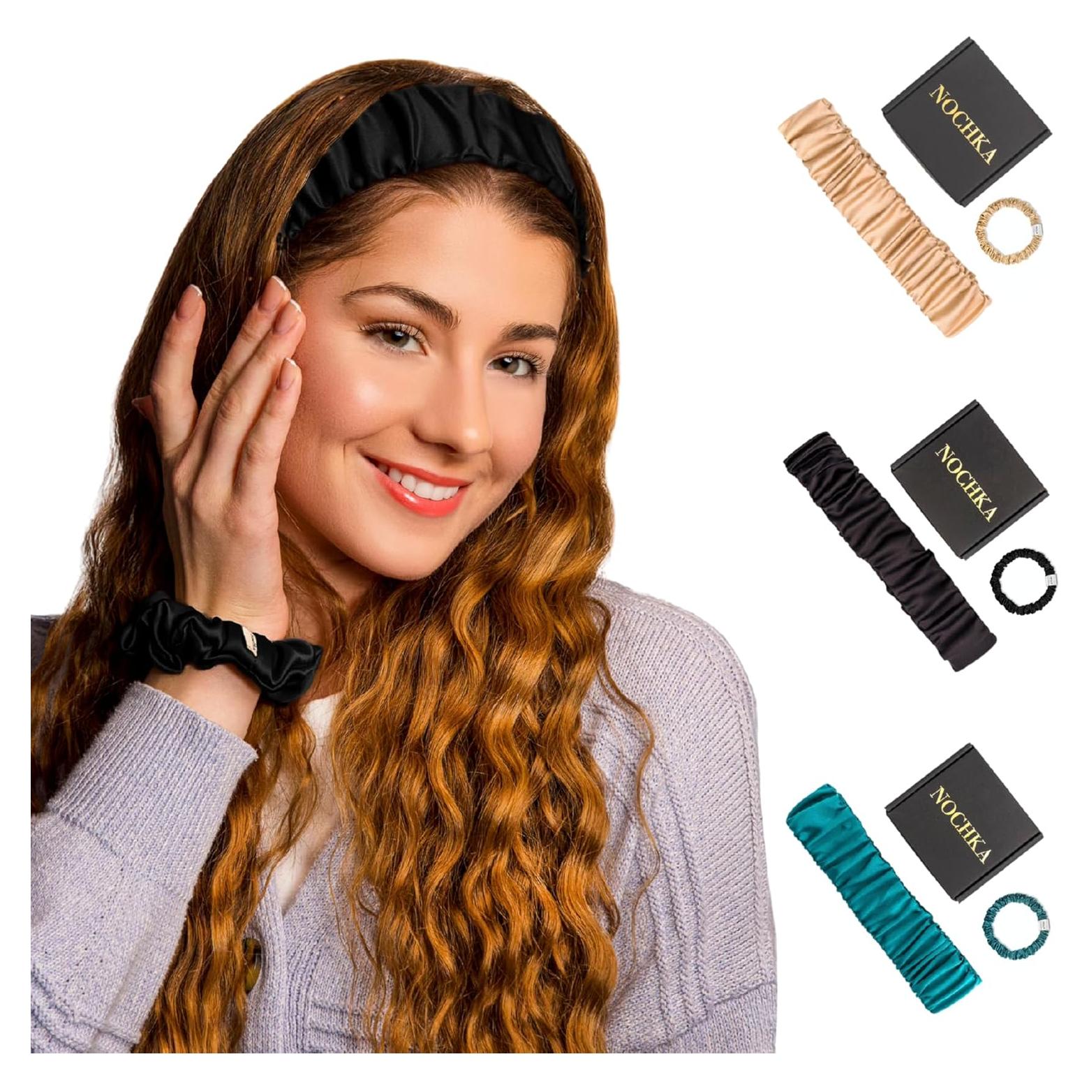 Diadema de Seda Pura Mulberry Negra 100% Ajustable 19 Momme