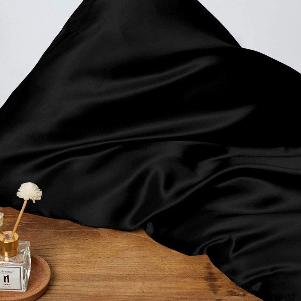 Funda de Almohada de Seda THXSILK 22 Momme Estándar Negra