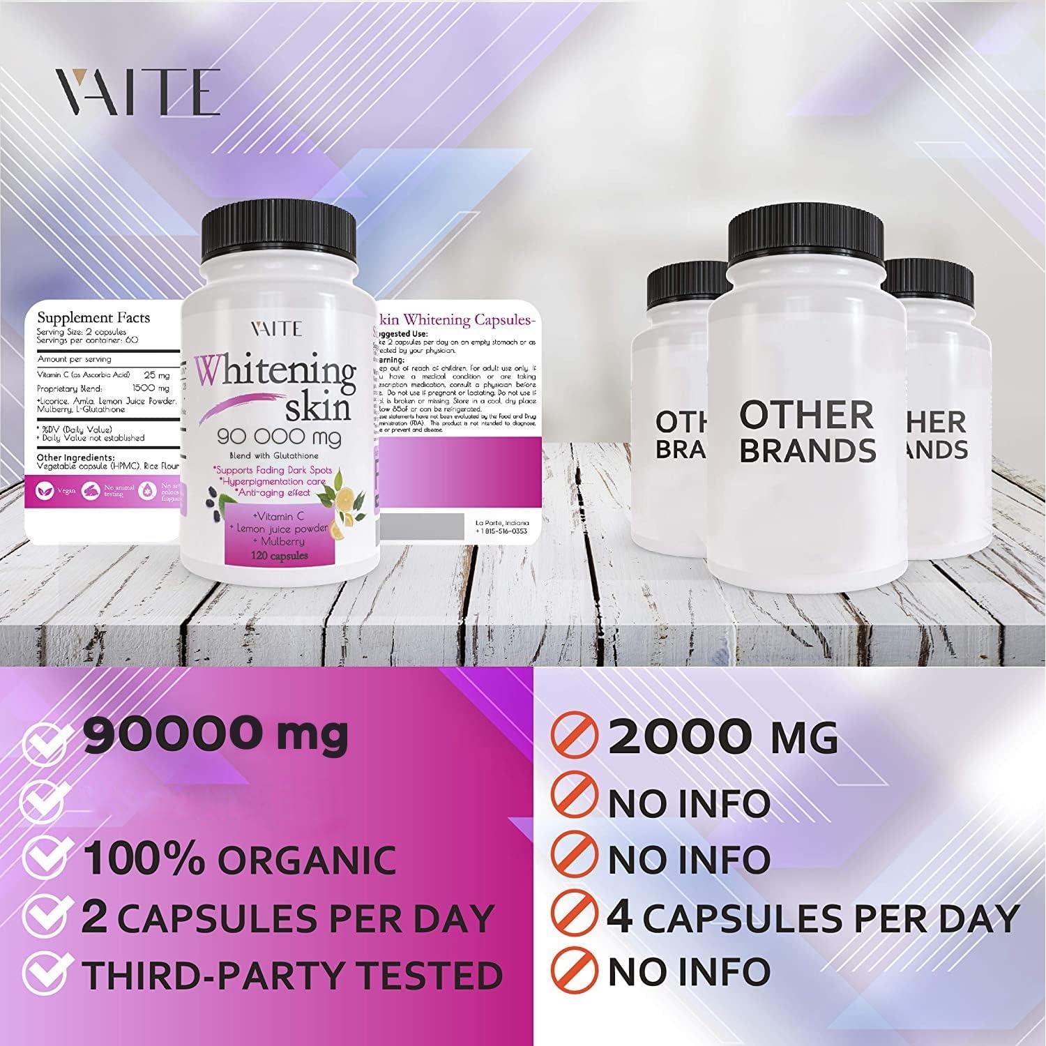 Píldoras Blanqueadoras de Glutatión VAITE 120 Cápsulas 90000mg