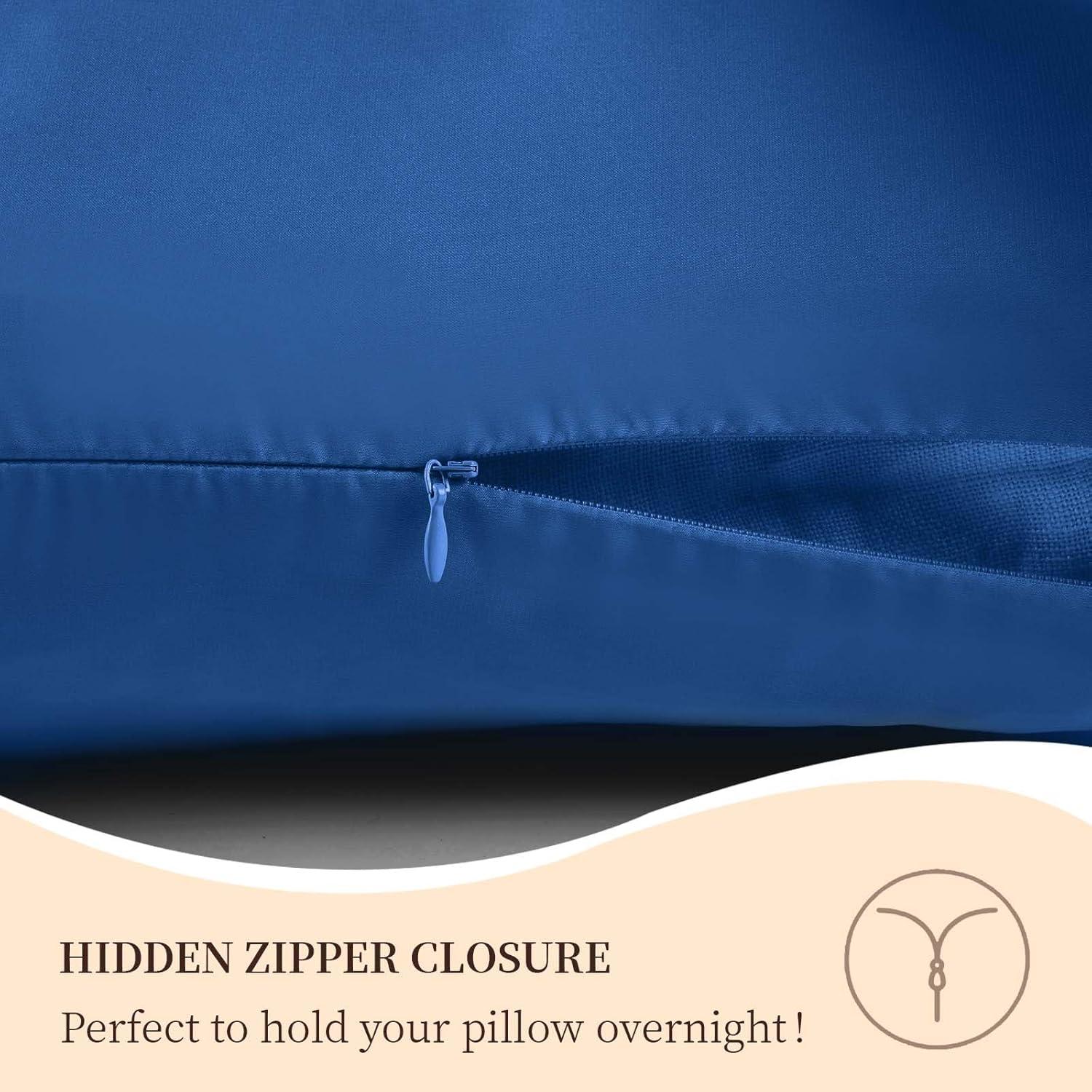 Funda de Almohada de Seda 100% Pura Momelo King Azul Gema