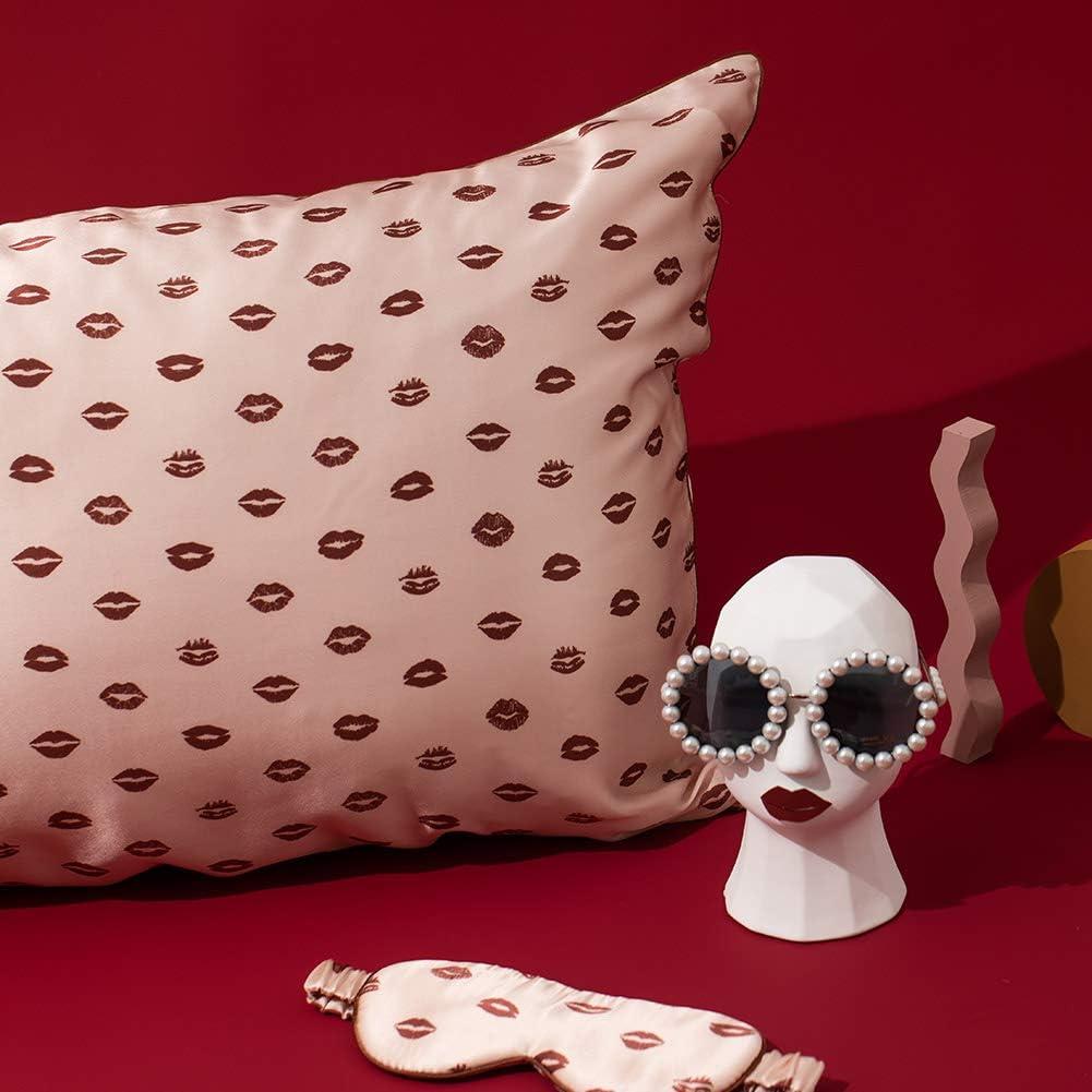 Funda de Almohada de Seda THXSILK Individual 19 Momme Labios Sexy