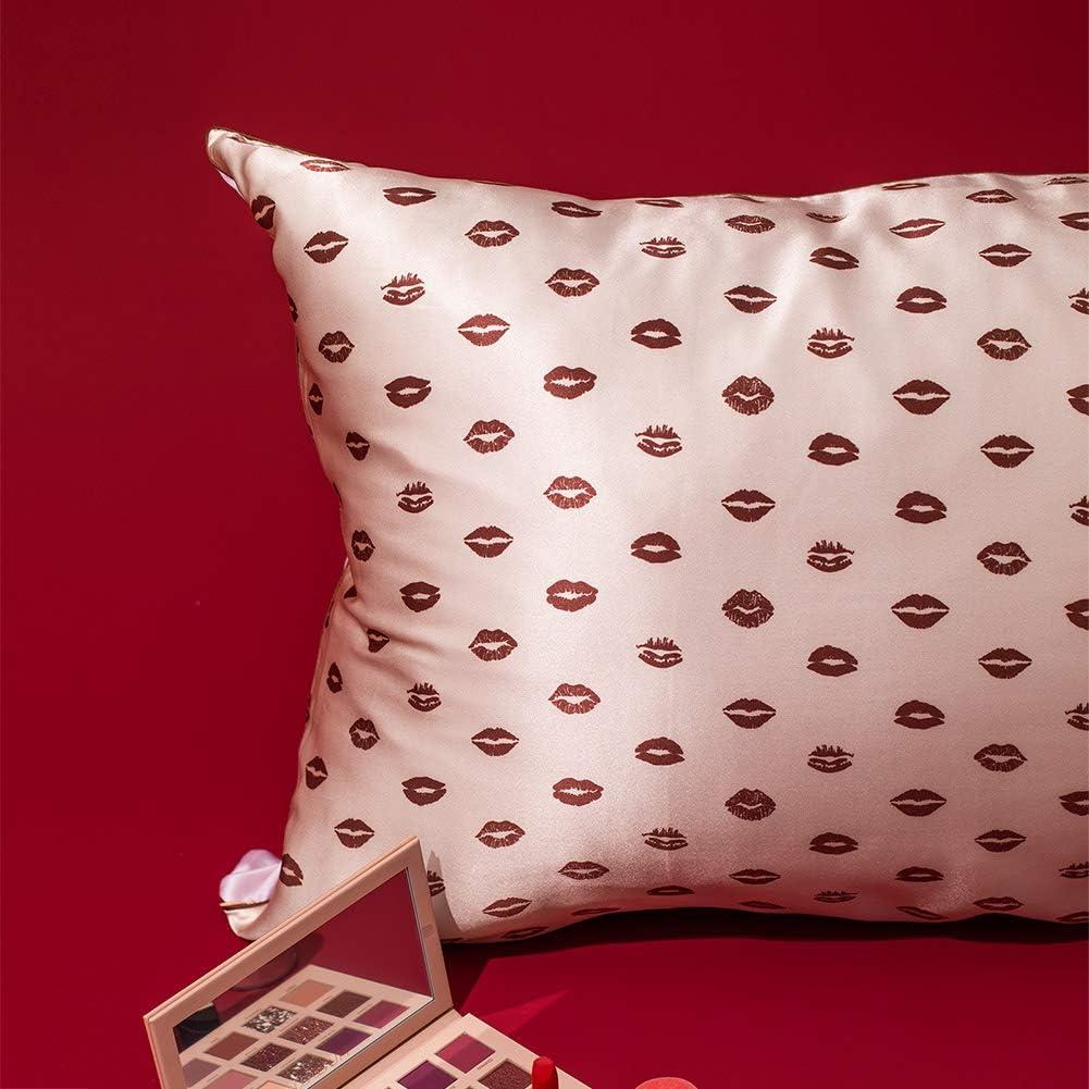 Funda de Almohada de Seda THXSILK Individual 19 Momme Labios Sexy