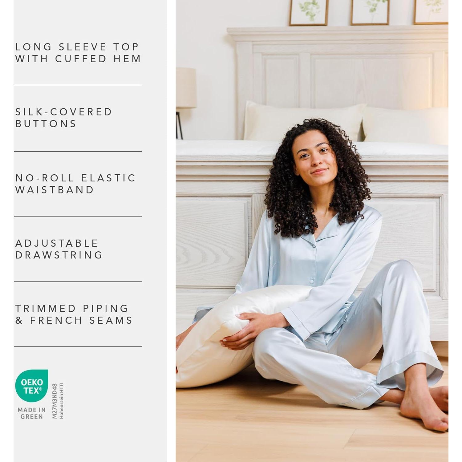 Conjunto de Pijama Largo de Seda 100% Morera Fishers Finery