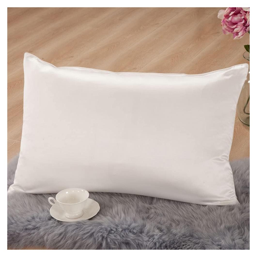 Funda de Almohada de Seda Pura THXSILK Reina Blanco Crema