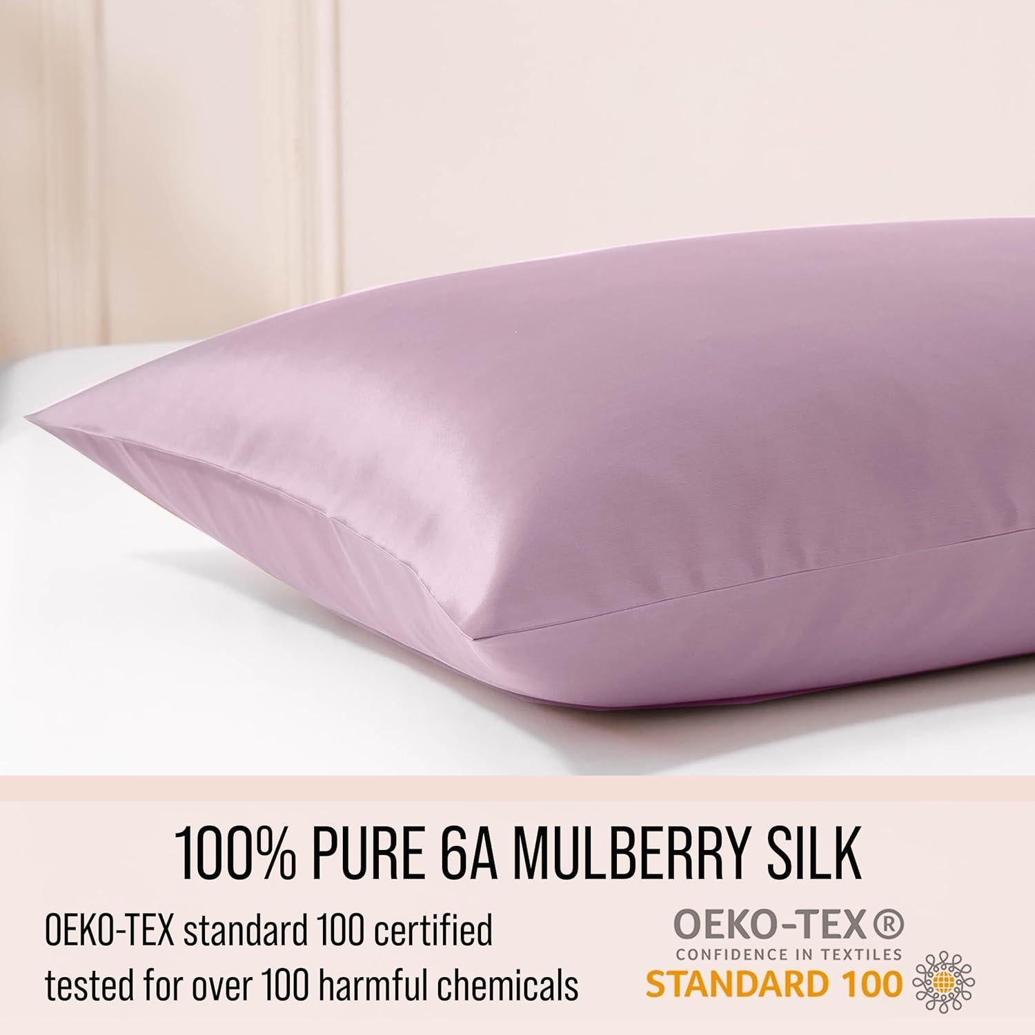 Funda de Almohada de Seda Pura 30 Momme Bella Coterie Reina Lila
