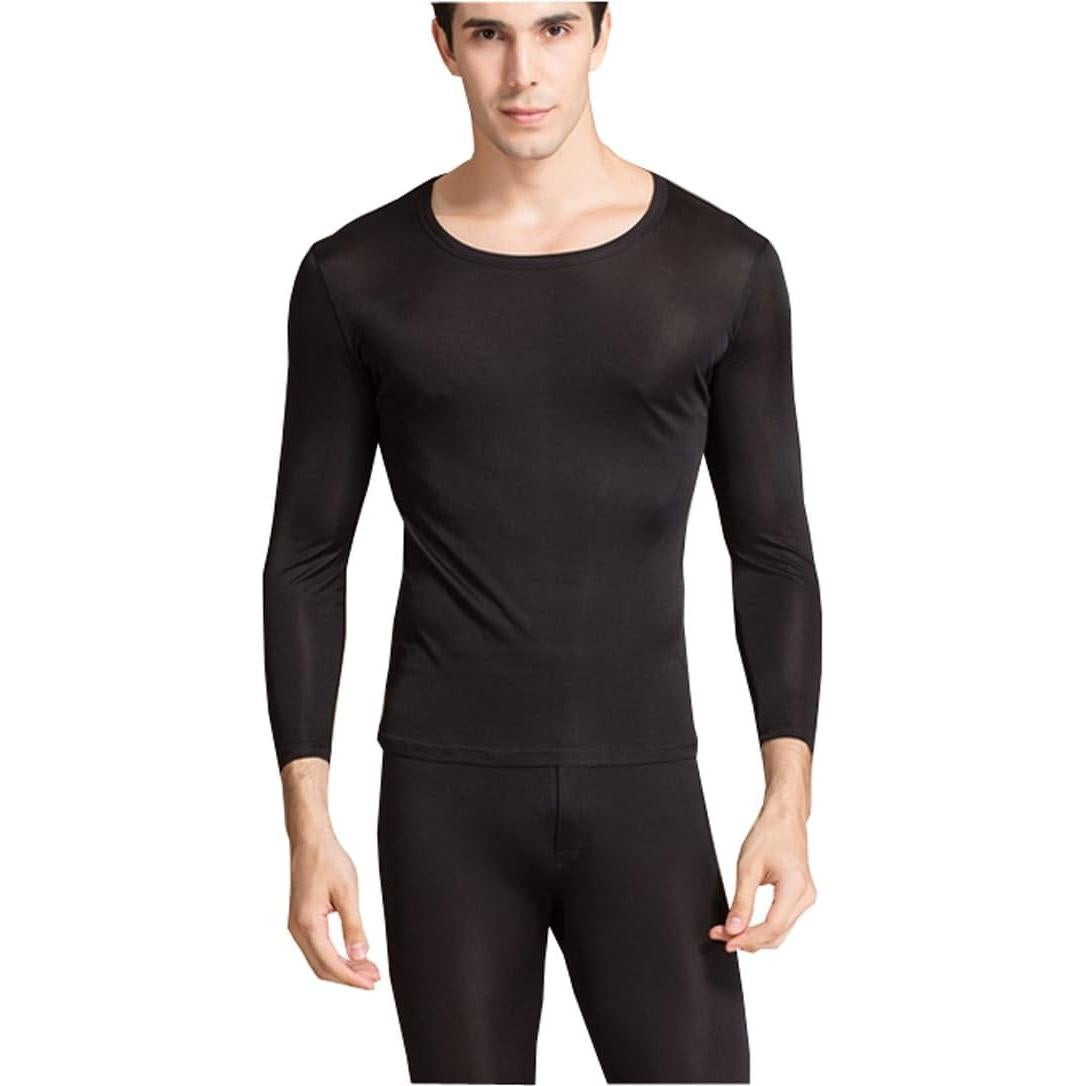 Conjunto de Ropa Interior Térmica de Seda para Hombre METWAY - Negro Grande