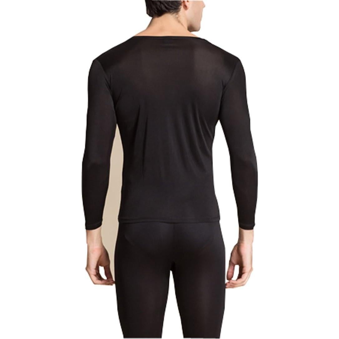 Conjunto de Ropa Interior Térmica de Seda para Hombre METWAY - Negro Grande
