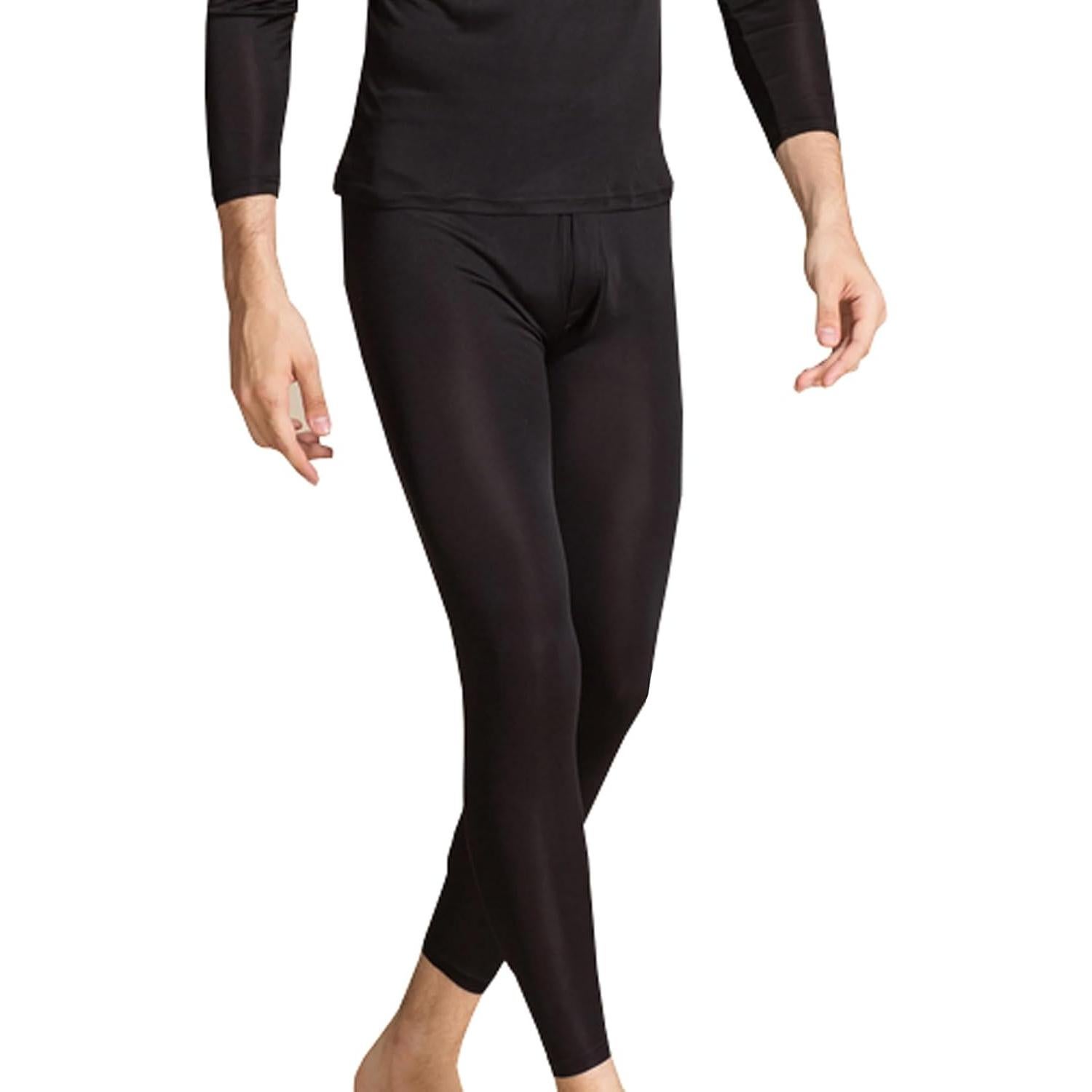 Conjunto de Ropa Interior Térmica de Seda para Hombre METWAY - Negro Grande