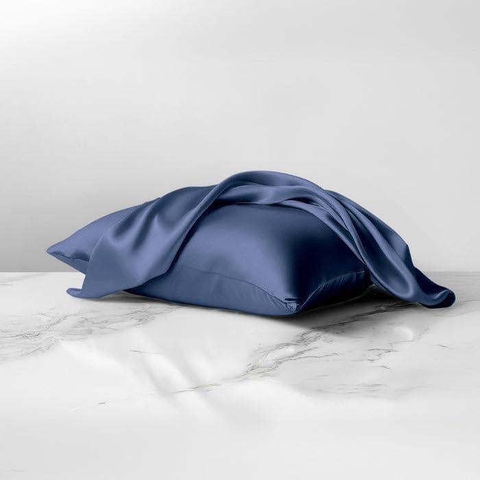Funda de Almohada Copper North 100% Seda Morera 22 Momme Azul