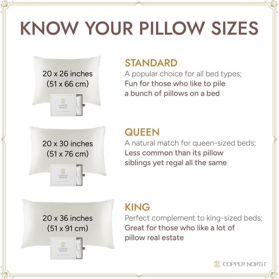 Funda de Almohada Copper North 100% Seda Morera 22 Momme Azul