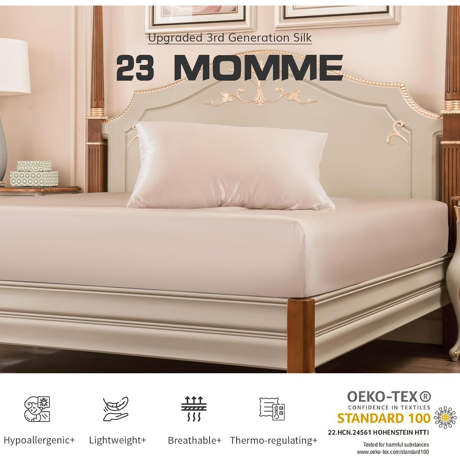 Juego de Sábanas de Seda PROMEED 100% Morera King Champán