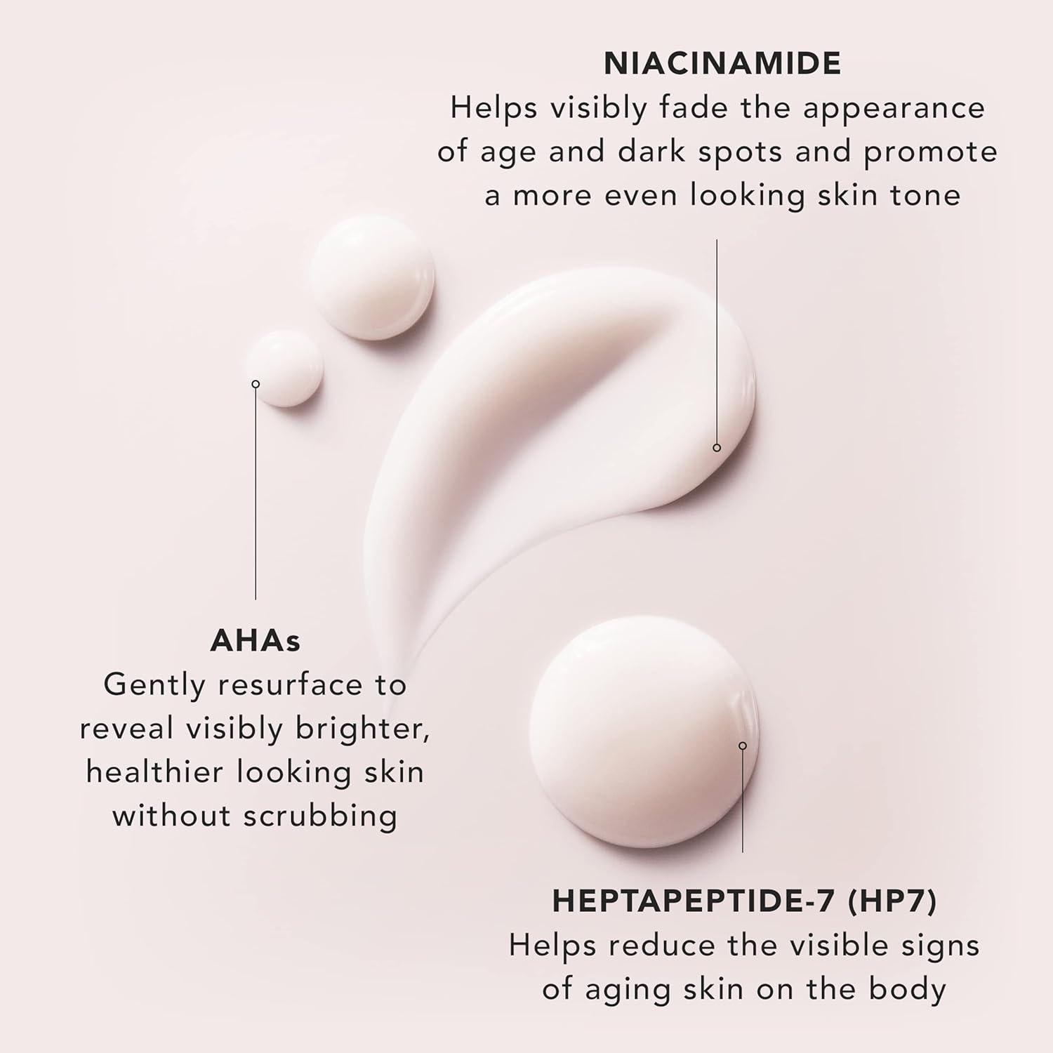 JLO BEAUTY Body Serum with AHAs & Peptides, Exfoliating Body Lotion for Radiant Smooth Skin, Hydrating Moisturizer to Support Elasticity, Even Tone & Visible Firming, Tighten + Tease, 4.06 Oz