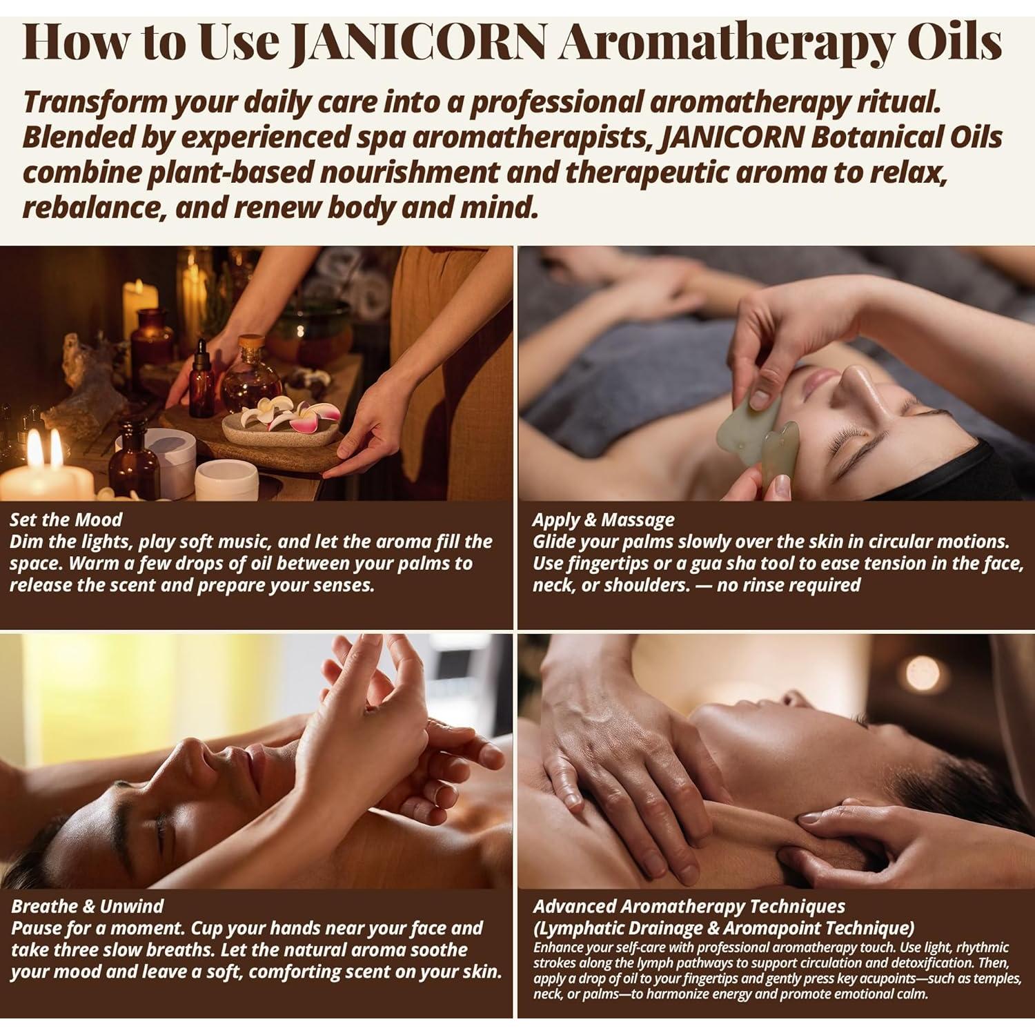 Aceite de Aromaterapia JANICORN Rosa y Abeto 30 ml Hidratante