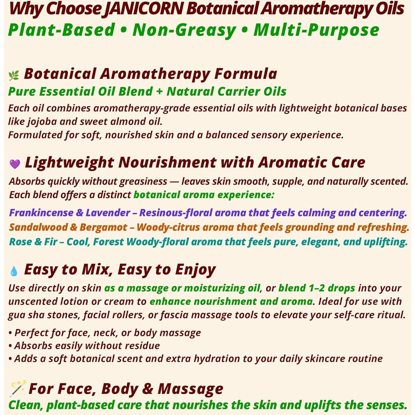 Aceite de Aromaterapia JANICORN Rosa y Abeto 30 ml Hidratante