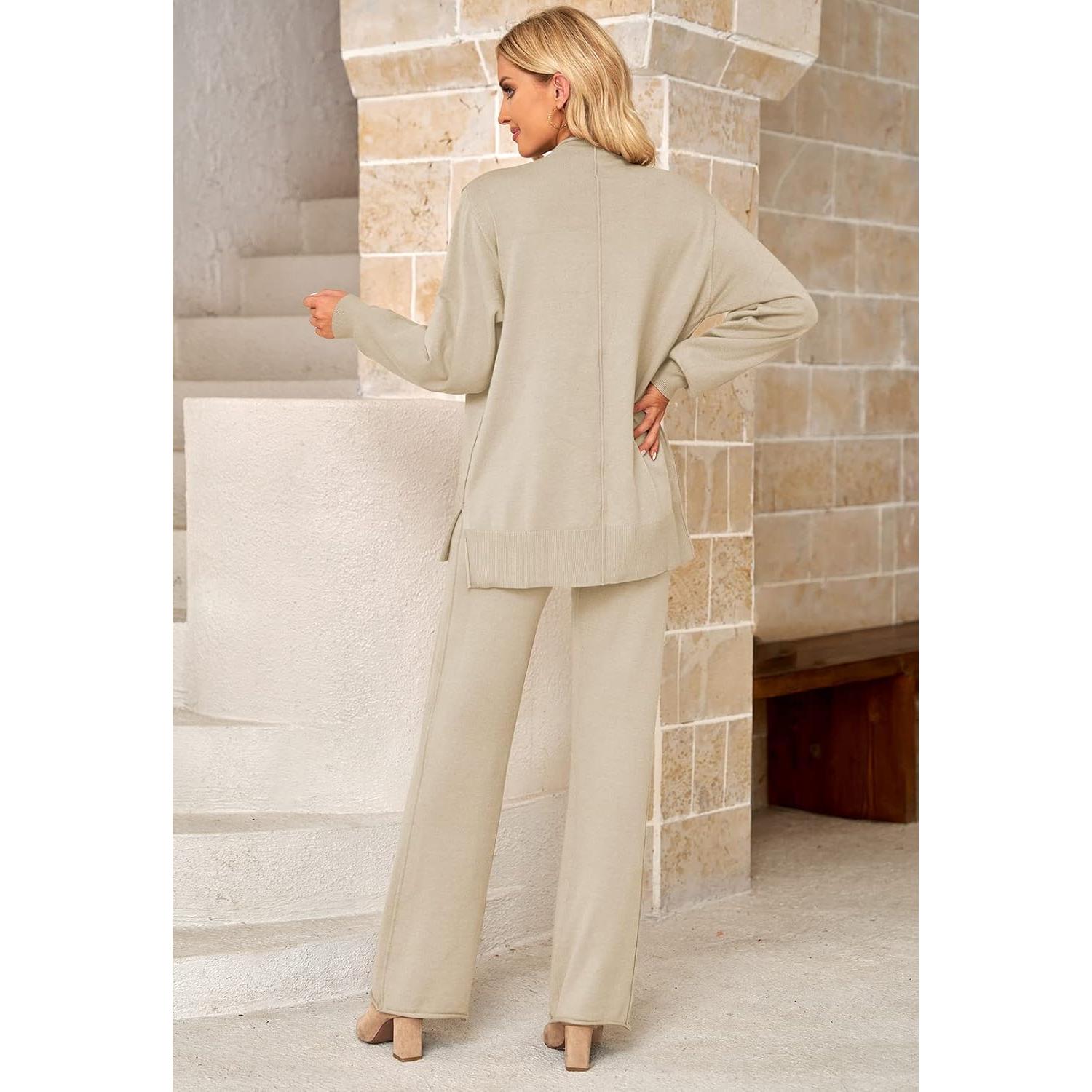 Conjunto de Suéter de 2 Piezas Linsery para Mujeres - Cuello Alto y Pantalones Anchos