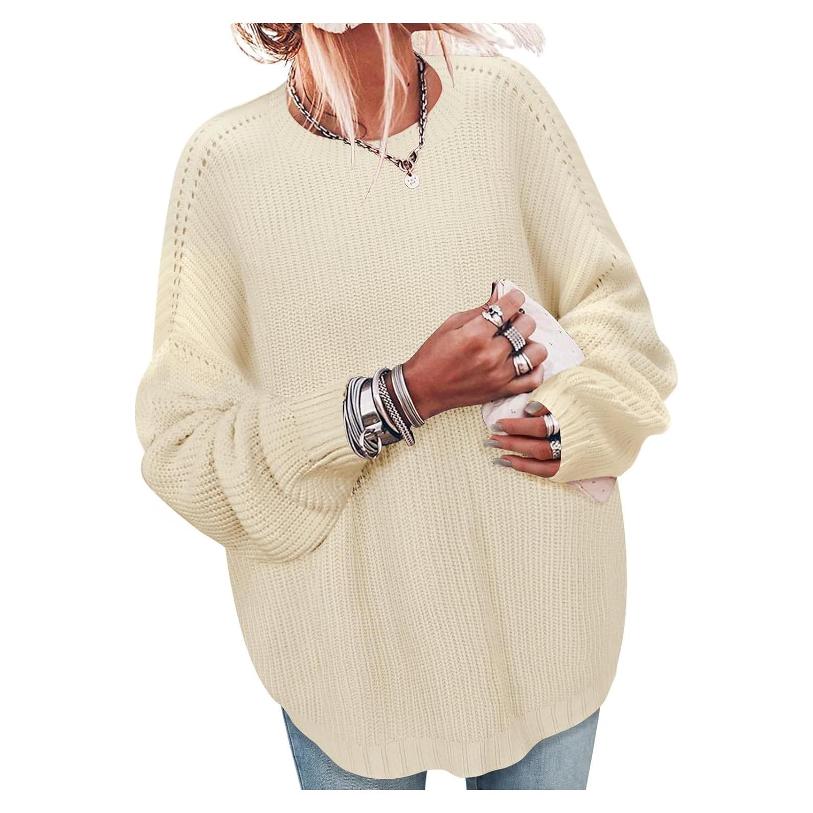 Suéter de Manga Larga Lylinan para Mujeres Talla S-XXL Beige