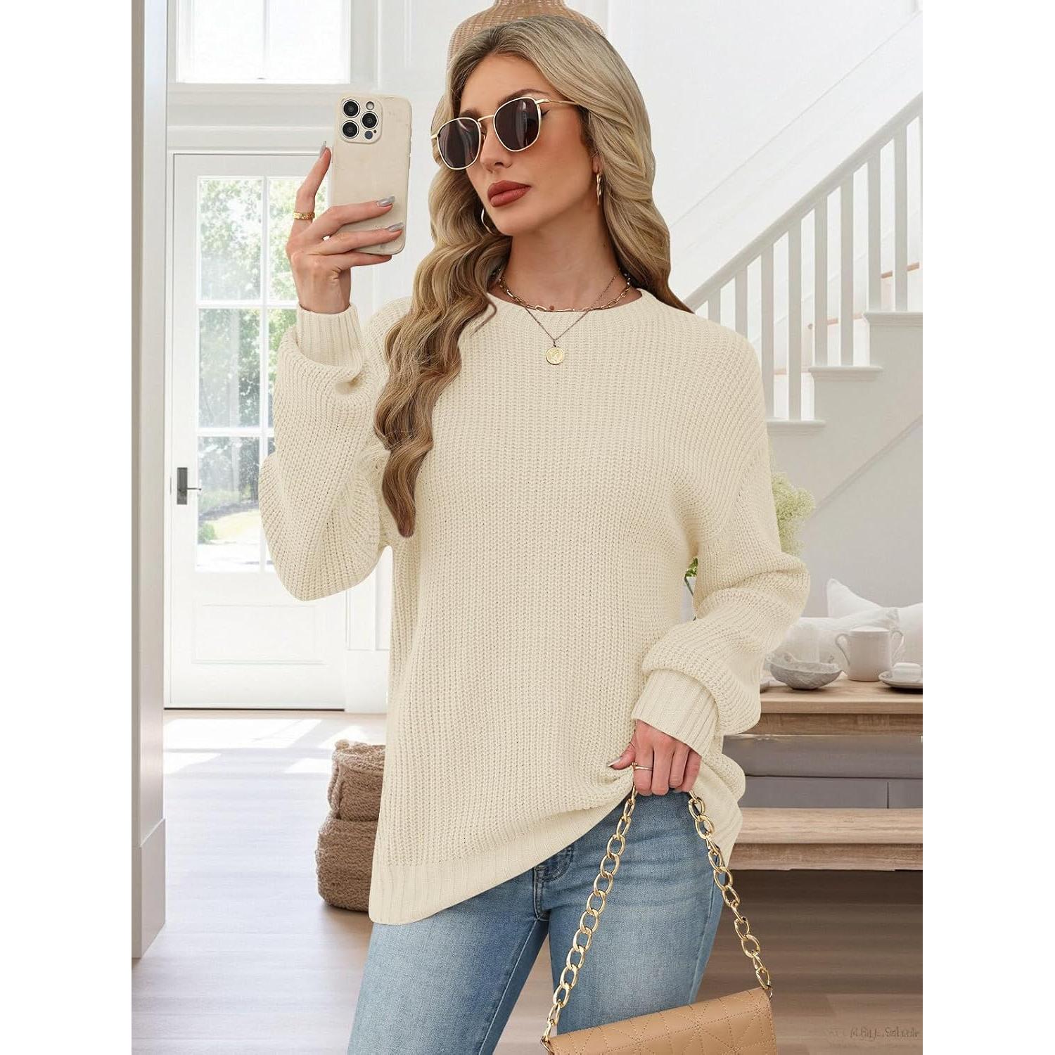 Suéter de Manga Larga Lylinan para Mujeres Talla S-XXL Beige