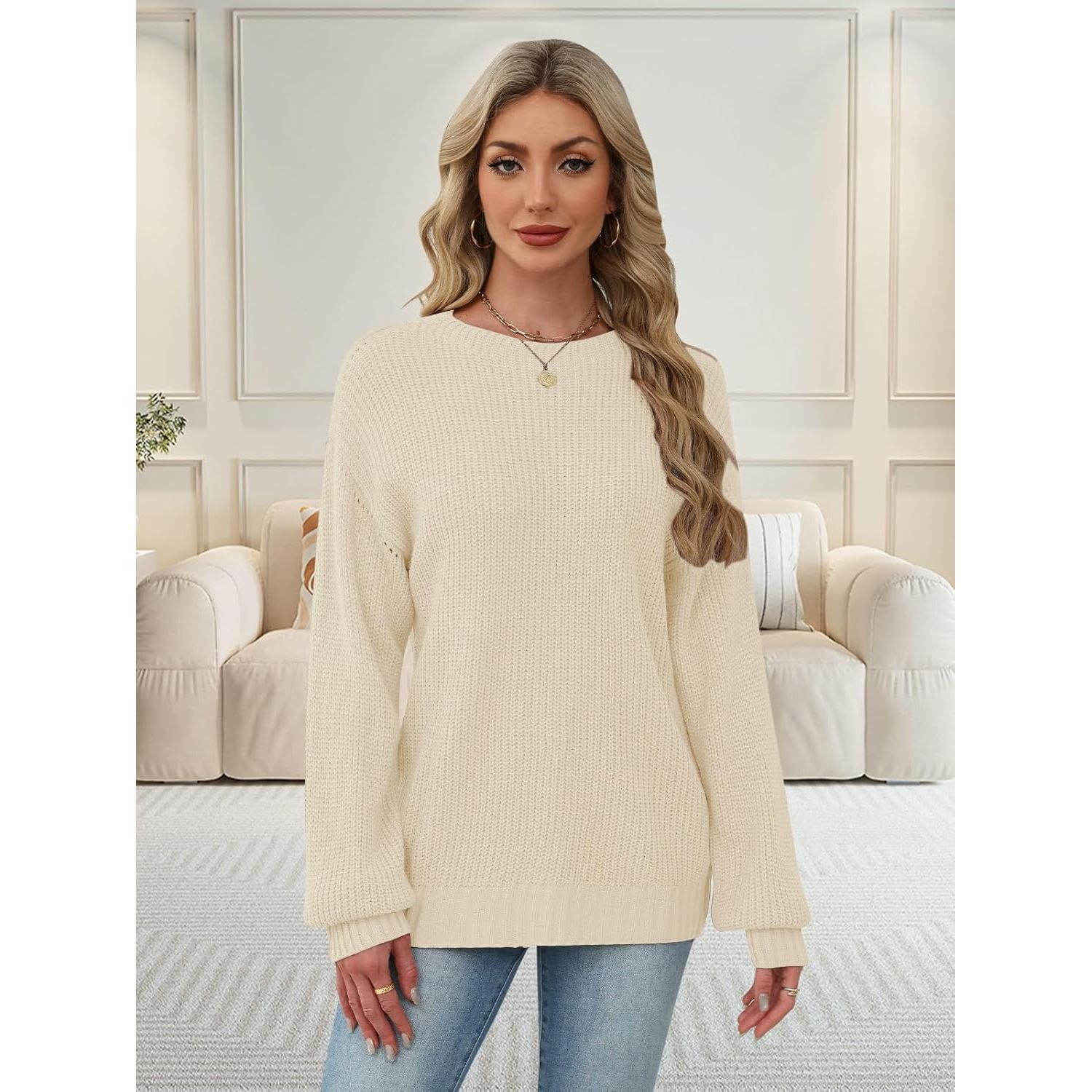 Suéter de Manga Larga Lylinan para Mujeres Talla S-XXL Beige