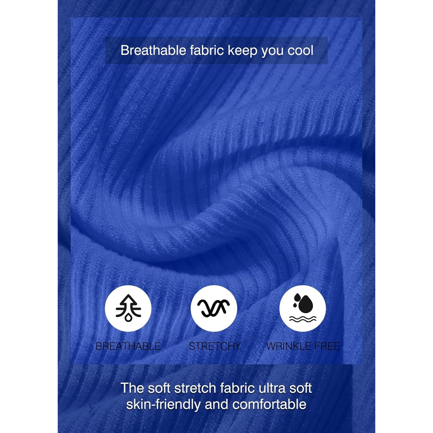 Camisa Henley Ajustada de Musculación JMIERR para Hombre Azul