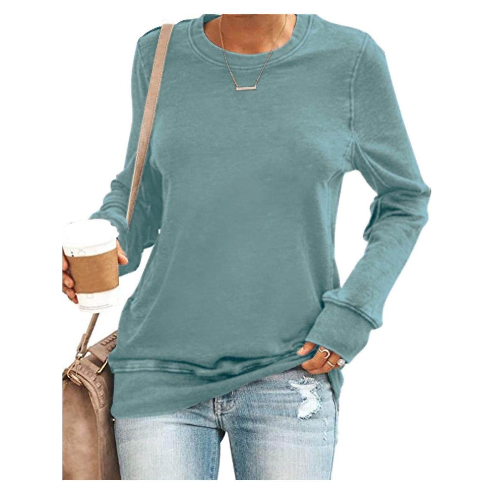 Sudadera Casual SENSERISE Mujer Manga Larga Gris Azul Mediana