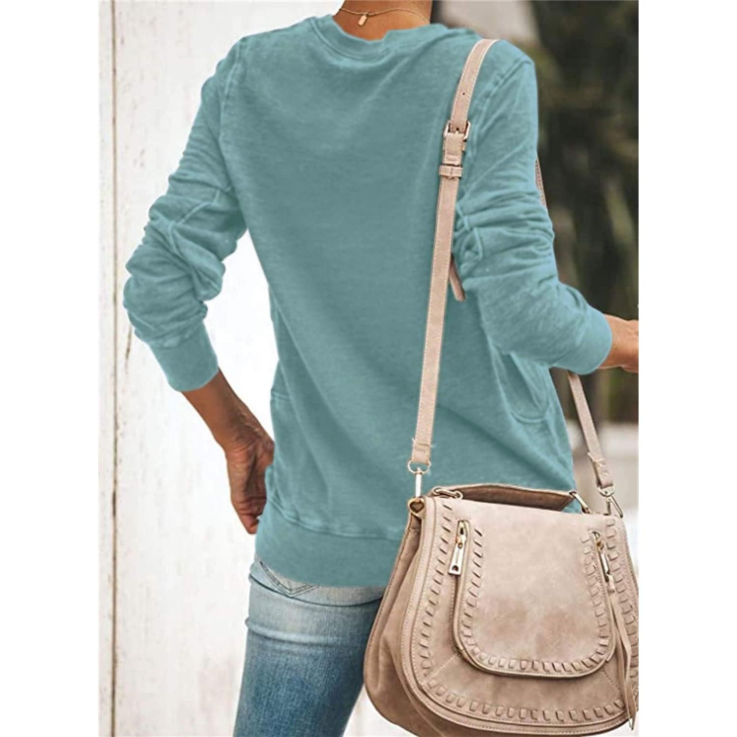 Sudadera Casual SENSERISE Mujer Manga Larga Gris Azul Mediana