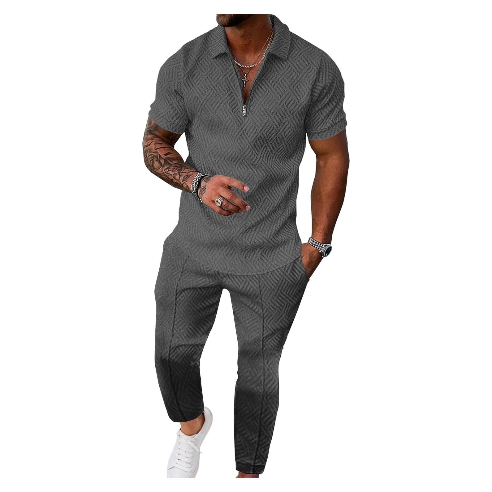 Conjunto de Sudaderas para Hombre UOUA 2 Piezas Gris Oscuro