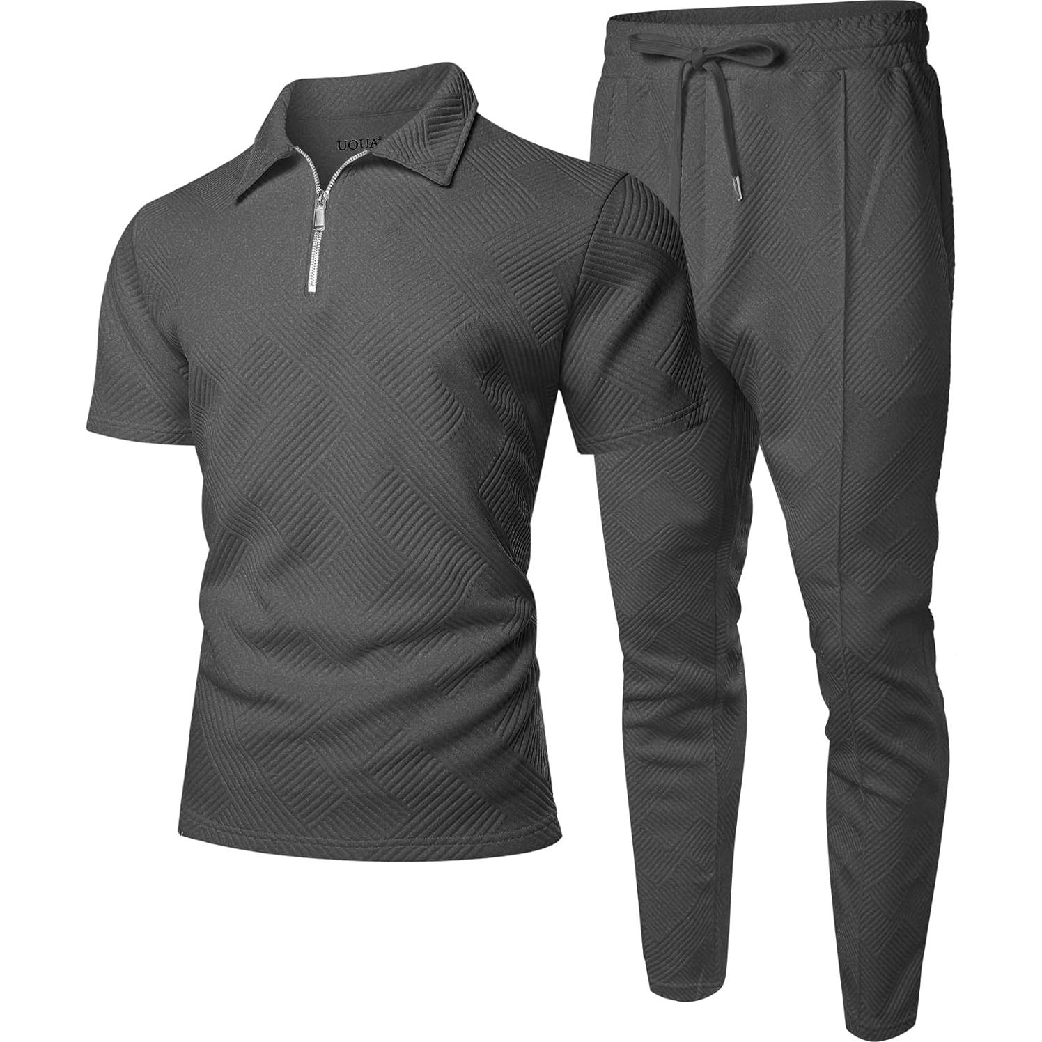 Conjunto de Sudaderas para Hombre UOUA 2 Piezas Gris Oscuro