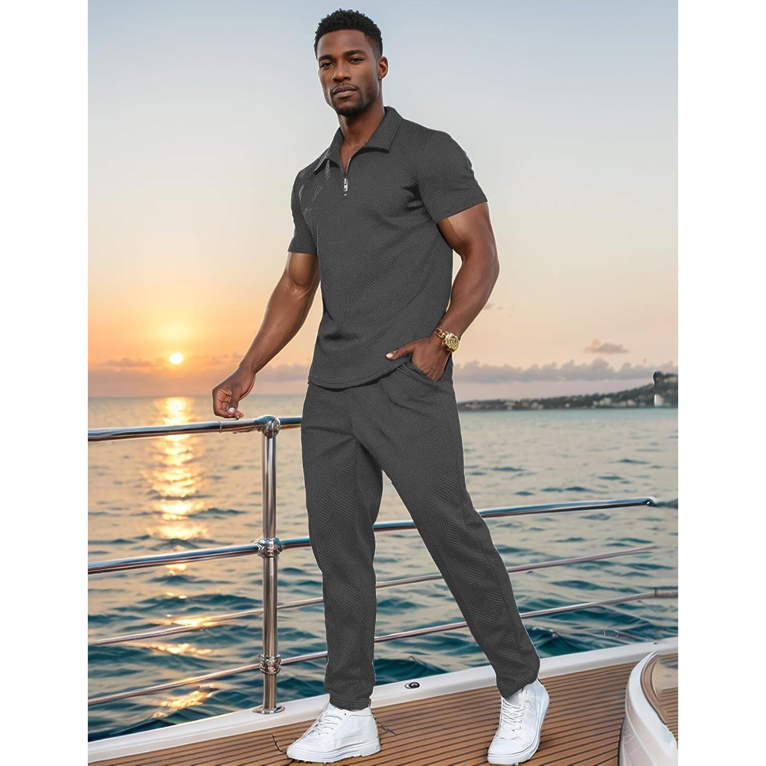 Conjunto de Sudaderas para Hombre UOUA 2 Piezas Gris Oscuro